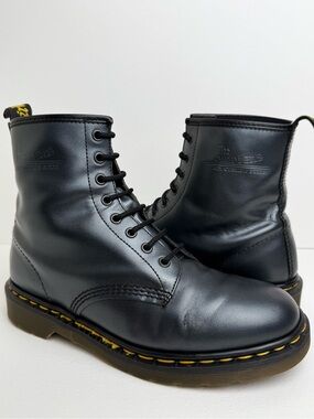 Vintage Dr. Martens England 1460 Metallic Graphite Shimmer Silver Boots UK 9